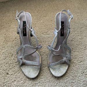 Nina Silver Sparkly Heels